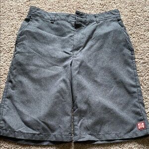 Gray Flat Front Shorts with Textured Finish